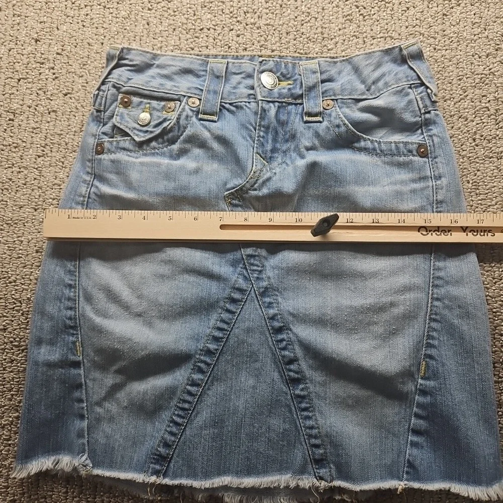 True Religion Skirt Womens 24 Abby Blue Denim Frayed See photos for Measurements
